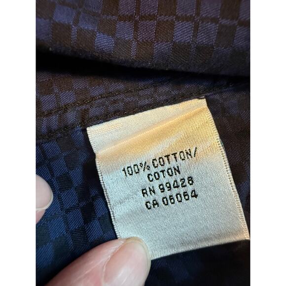 Bugatchi XL Shaped Fit Dress Shirt Flip Cuff Navy Geometric Business Casual - Picture 6 of 11